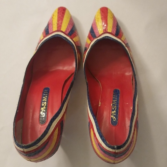 JASMIN SNAKESKIN MULTI COLOR HEEL SHOES 7.5 - Picture 6 of 8